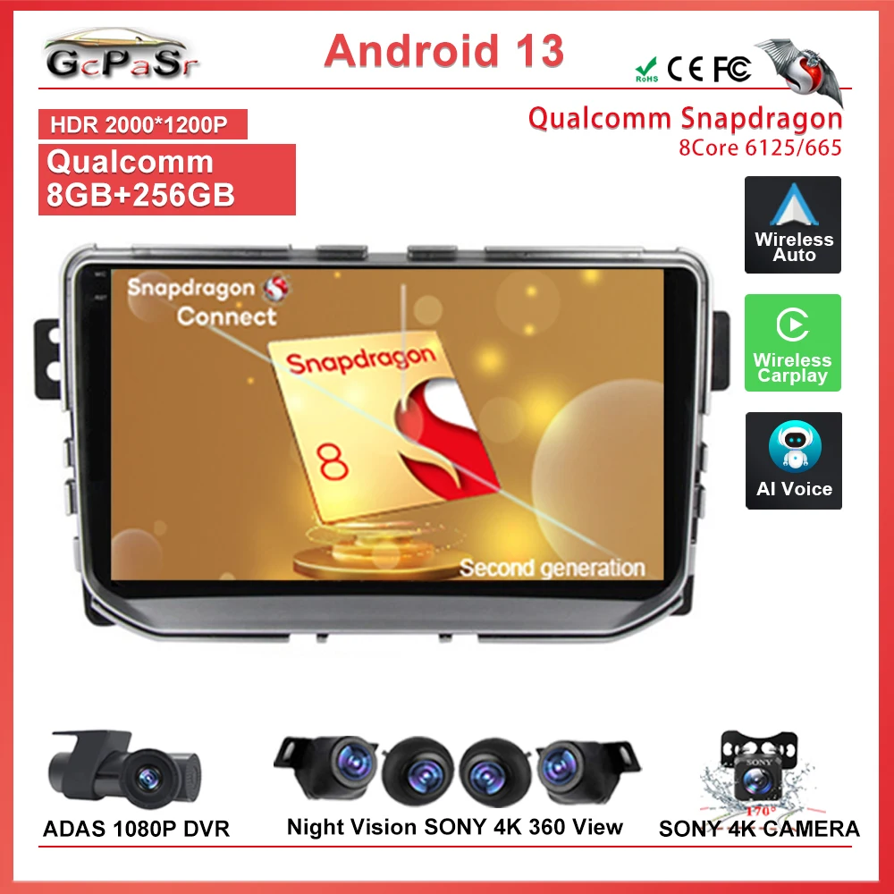 Для Great Wall Haval Hover H2 2015-2020 Qualcomm Android13 Авторадио Стерео Мультимедийный Плеер GPS Навигация DVD БЕЗ 2DIN