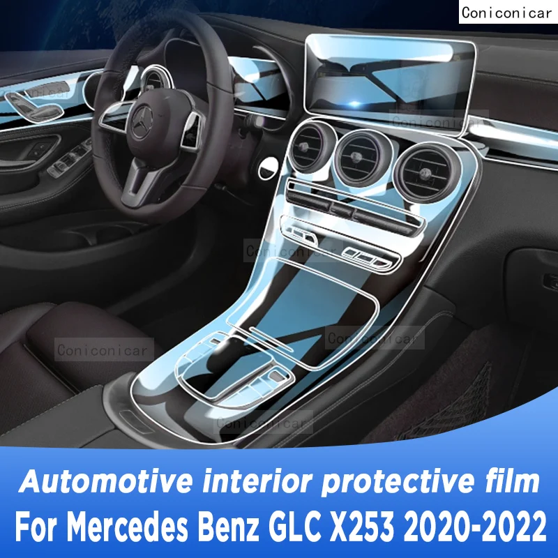 Для Mercedes Benz GLC X253 260 2020-2022 Панель коробки передач Навигация Экран салона Автомобиля Защитная пленка из ТПУ против царапин