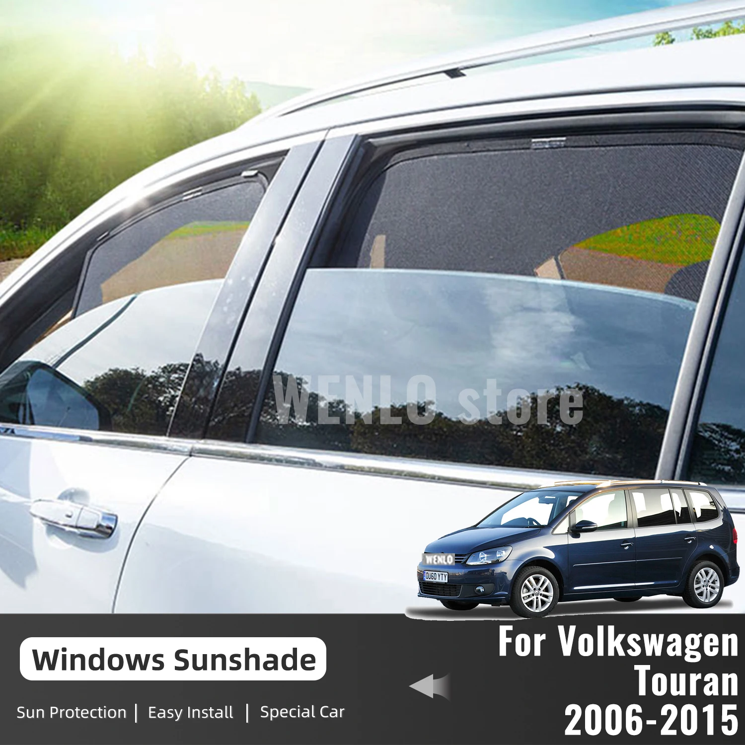 Для Volkswagen VW Touran 2007-2015 Магнитный Автомобильный Солнцезащитный Козырек Козырек Передней Рамы Лобового Стекла Шторка Заднего Бокового Окна Солнцезащитный Козырек