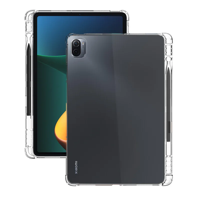 Для Xiaomi Mi Pad 5 Pro 2021 Чехол Мягкая Прозрачная Силиконовая Задняя Крышка из ТПУ для Xiomi Mi Pad 5 11 дюймов с Держателем Карандаша Funda