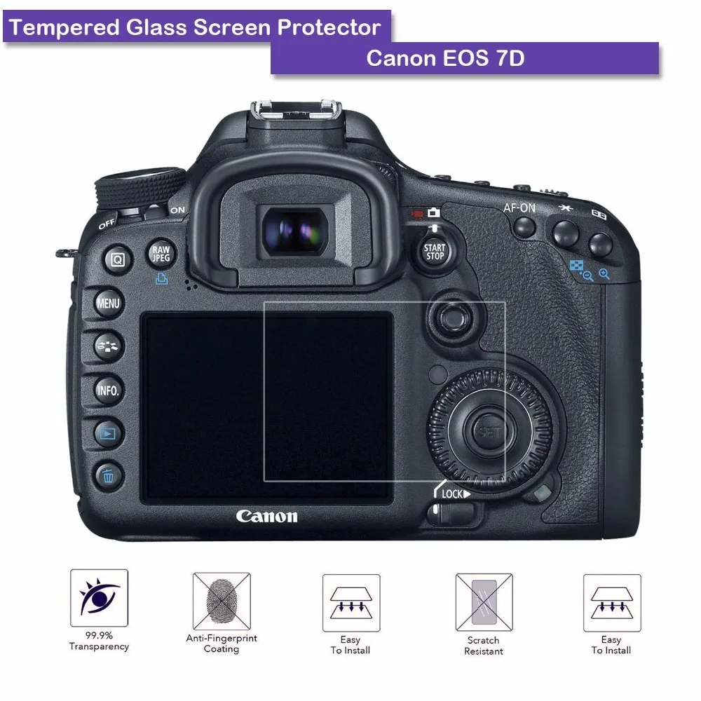 Защитная пленка для ЖК-экрана из закаленного настоящего стекла премиум-класса твердостью 9H для цифровой камеры Canon EOS 7D Аксессуары