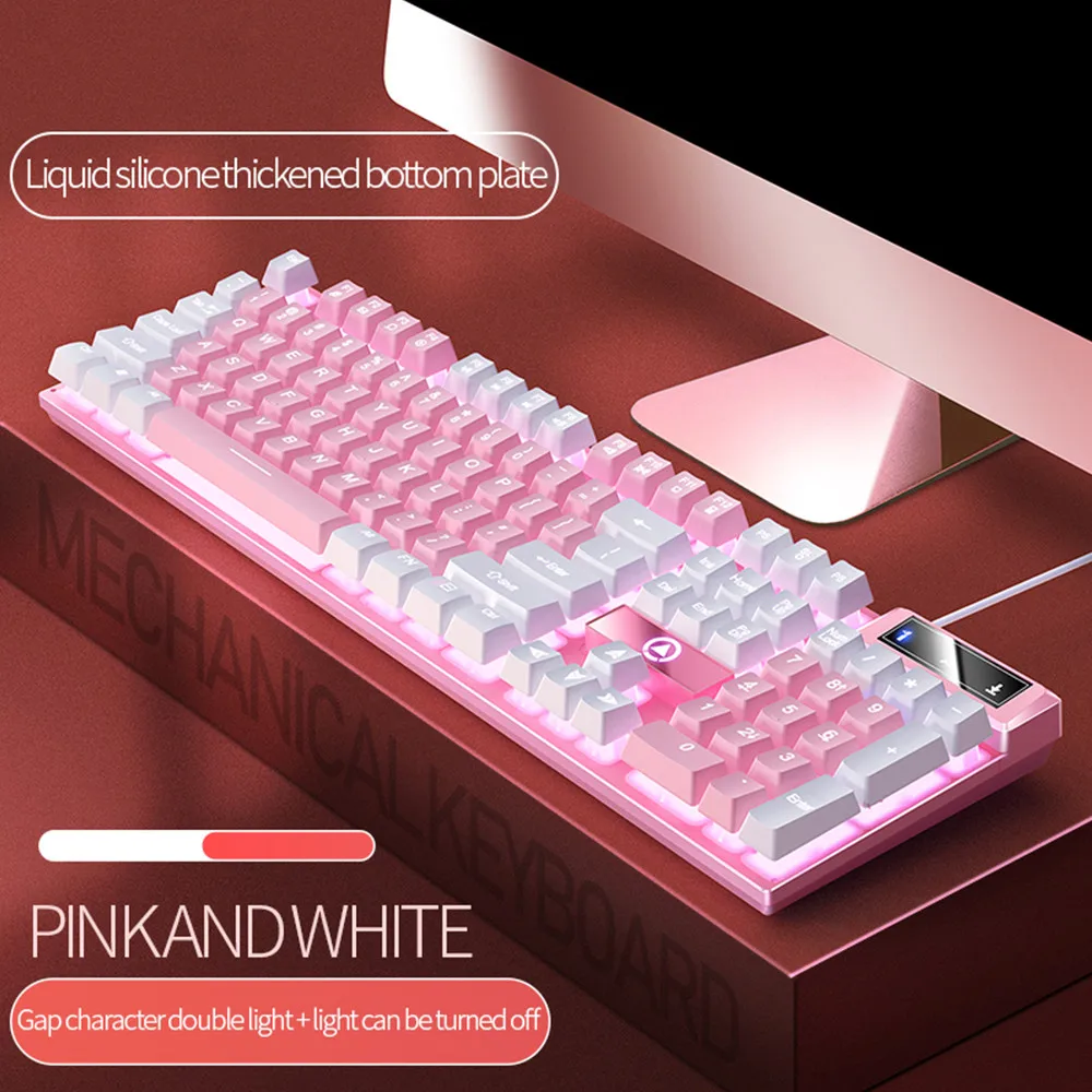 Игровая клавиатура с 104 клавишами, проводная клавиатура, соответствующая цвету, Механическая подсветка, Компьютерная Киберспортивная периферия для настольного ноутбука