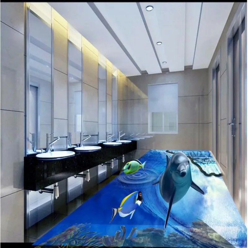 Изготовленная на заказ большая фреска beibehang подводный мир 3D пол в ванной комнате гостиная 3D утолщенная водонепроницаемая износостойкая пластиковая пленка ПВХ