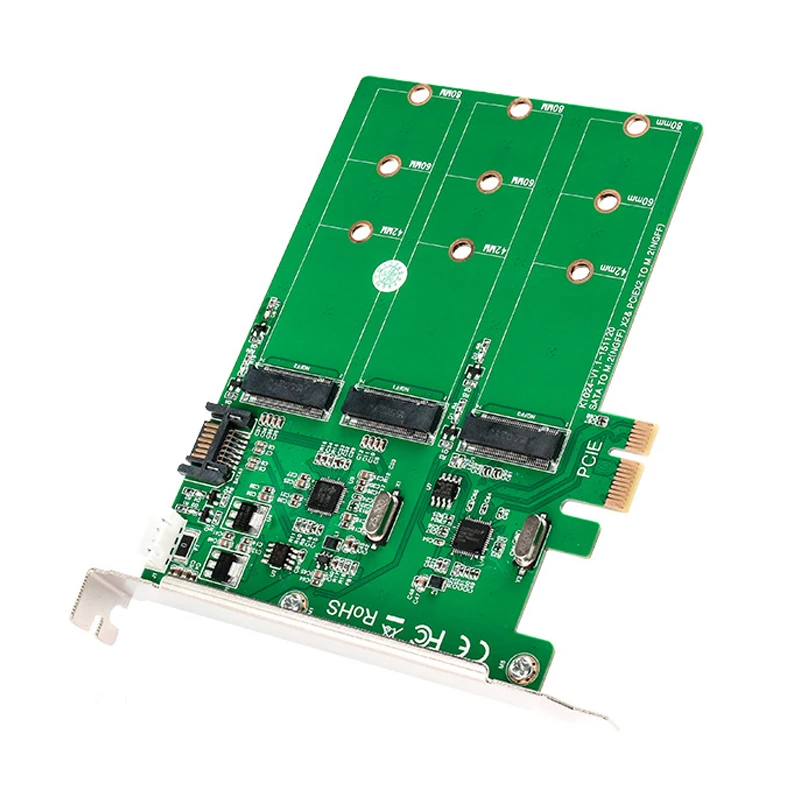 Карта адаптера PCIE X2 К M.2 NGFF Интерфейсный порт SATA к NGFF 3 SSD 2242/60/80 с преобразователем расширения MAIWO KT024