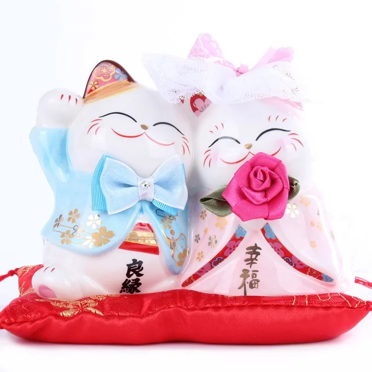 Керамическая Копилка Lucky Cat Dual Couple Maneki Neko Свадебный подарок на День Святого Валентина