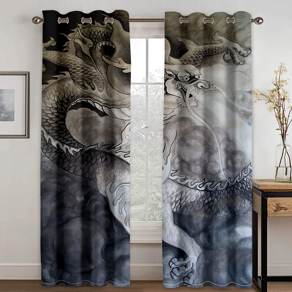Китайская мифология элемент дракона занавес гостиная балкон Восточный стиль тотема низкое затенение украшение дома ткань для штор