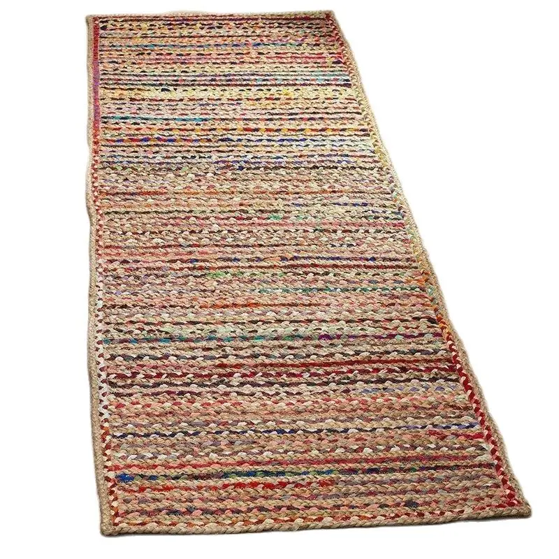 Коврик из хлопка и джута, плетеный коврик ручной работы, 60X60 см, Обратимый Ковер в деревенском стиле