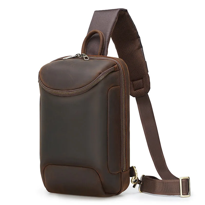Кожаная спортивная нагрудная сумка AETOO, мужская многофункциональная сумка на одно плечо, уличная сумка через плечо большой емкости, Европа и США