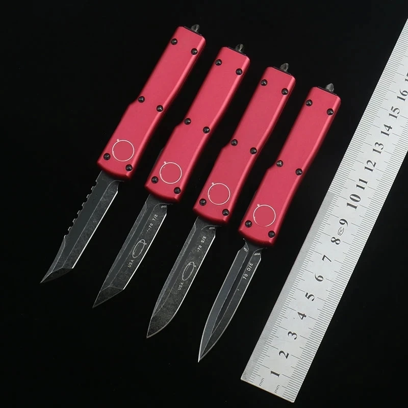 КРАСНЫЙ Нож Micro X70 OTF Tech Knife Hellhound Knives D2 Blade6061-T6 Из Авиационного алюминиевого Сплава, Обеденный Кухонный Нож