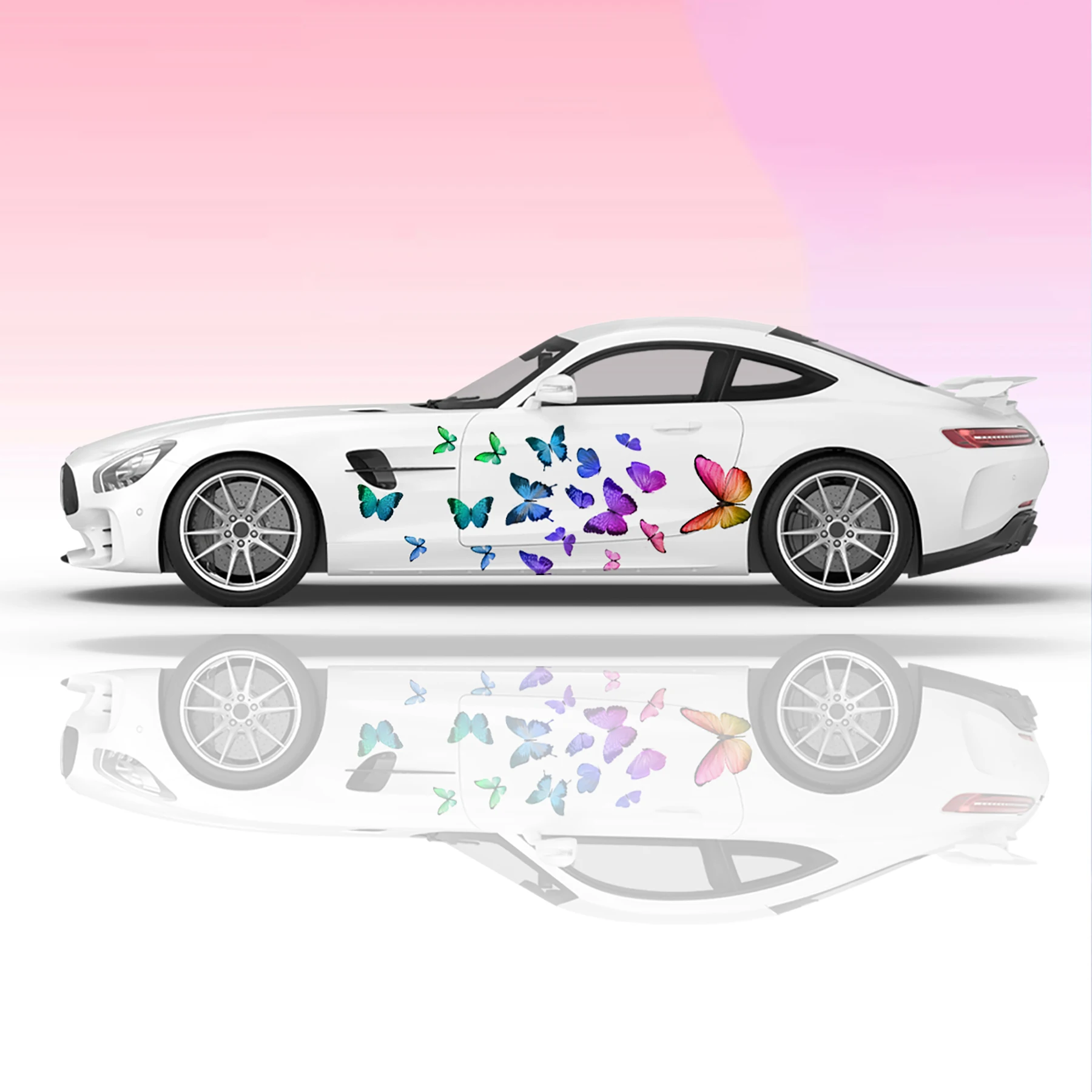 Красочная Графическая наклейка для гоночного автомобиля с бабочкой, Виниловая пленка для всего тела, Современный дизайн, Векторное изображение, Наклейка для обертывания, Декоративная наклейка для автомобиля