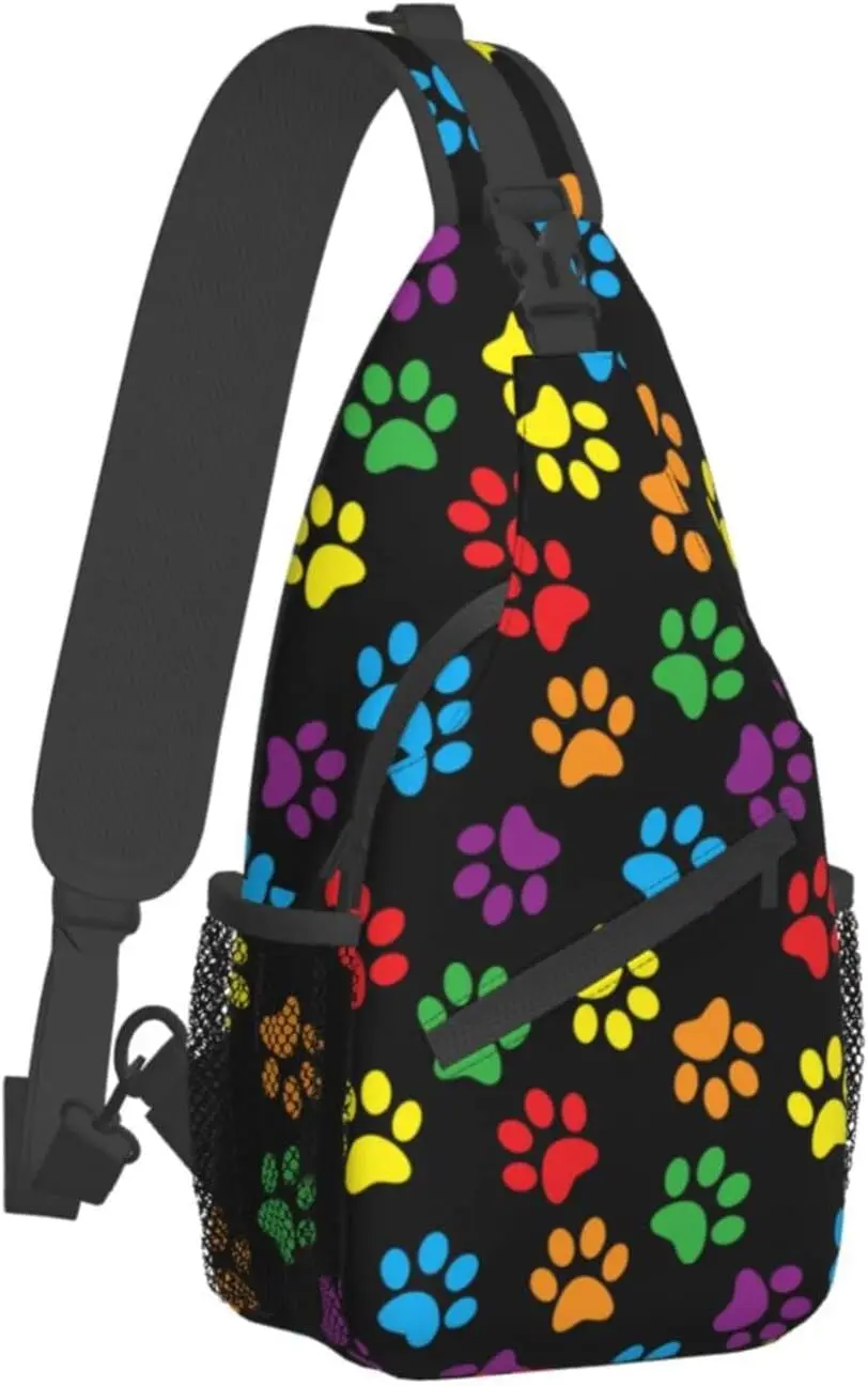 Красочный рюкзак-слинг с принтом собачьей кошачьей лапы, Дорожный Походный Рюкзак, сумка через плечо, нагрудная сумка для женщин, мужские подарки