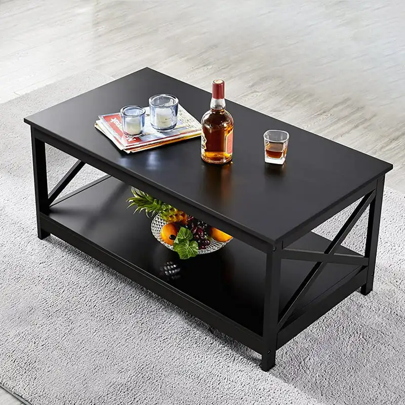 Креативная гостиная, Современный бытовой Журнальный столик, мебель для гостиной, стол с полкой для хранения, черный