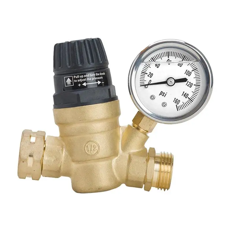 Латунный Регулятор давления воды Латунный Редуктор давления воды для RV Регулировка Маховика Инструмент для регулирования давления воды для RV