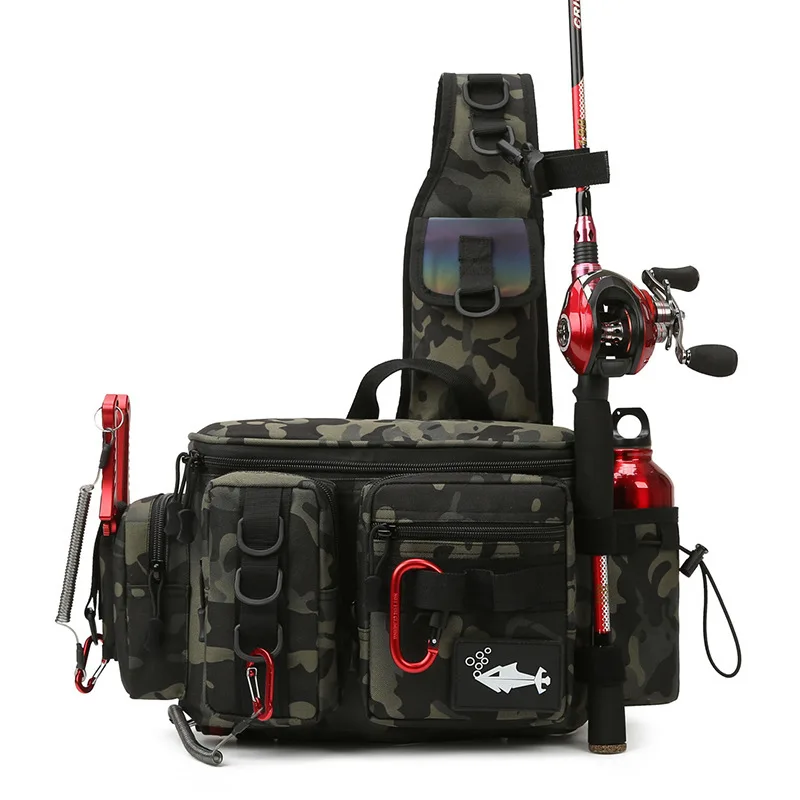 Легкий рюкзак для рыбалки с большим количеством места для хранения, коробка для снастей с держателем удочки, сумка для инструментов для ловли нахлыстом