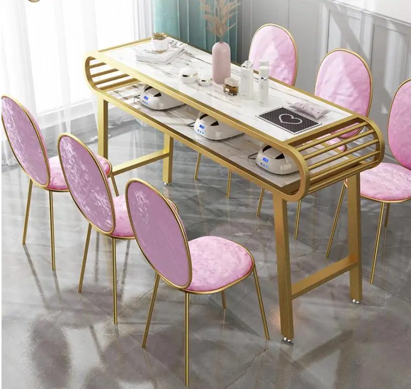 Маникюрный стол и набор стульев по специальной цене экономичный чистый красный маникюрный стол в скандинавском стиле одноместный двухместный простой имитация мрамора