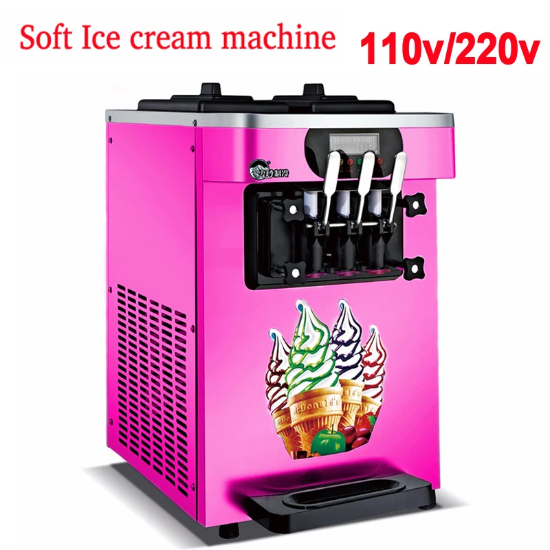 машина для производства мороженого с 3 вкусами Коммерческая автоматическая машина для производства мороженого 18Л/Ч, машина для производства мороженого в виде сладкого конуса, Маленькая машина для производства мягкого мороженого