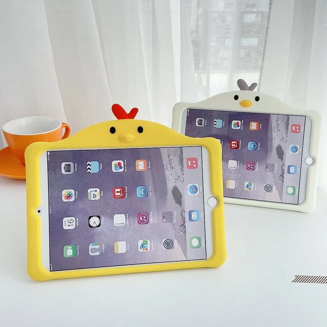 Милый Мультяшный Маленький Желтый чехол с цыпленком Для iPad 10.2 9th 8th 7th Pro9.7 10.5 2019 Air1 2 3 Mini2 3 4 5 Силиконовый Настольный Чехол-подставка