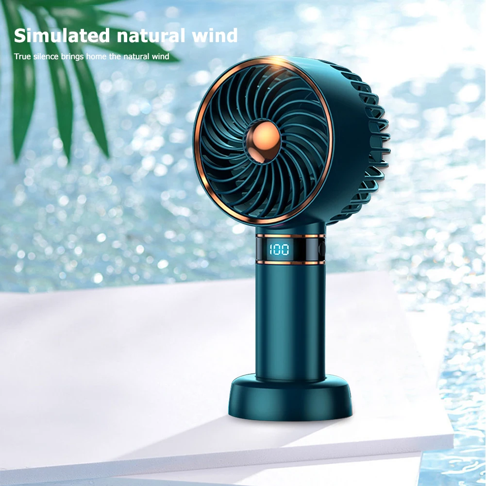Мини Портативный вентилятор с кронштейном, летний охлаждающий вентилятор, зарядка через USB, Цифровой дисплей с регулировкой на 5 передач для рабочего стола в студенческом общежитии