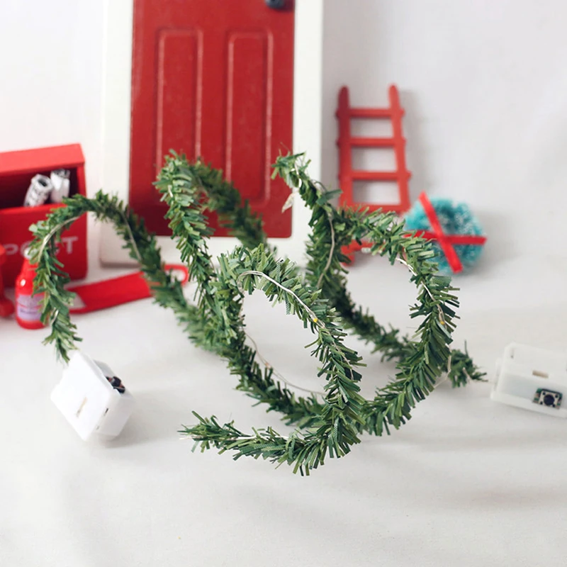 Миниатюрный кукольный домик 1:12, светодиодная гирлянда для Рождественской спальни, декоративные аксессуары для гостиной