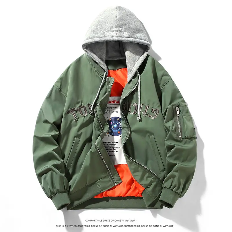 Мужская куртка-бомбер Ma-1, модная осенне-зимняя куртка-пилот, бейсбольное пальто с капюшоном, пара ветровок с карманами