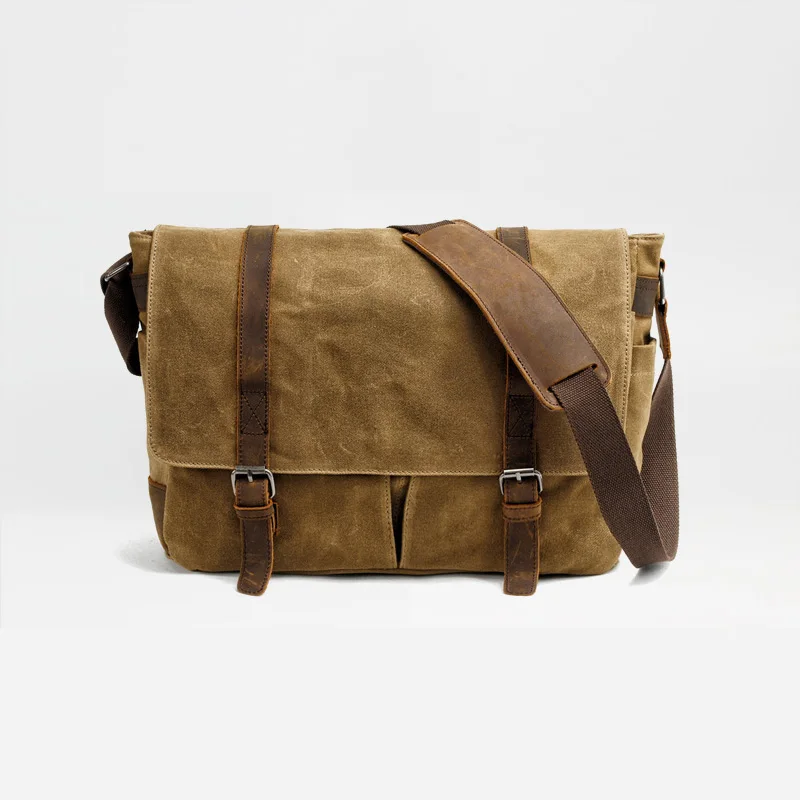 Мужская сумка, Европейская Винтажная уличная сумка, качественная водонепроницаемая холщовая сумка для путешествий, Стильная сумка для ноутбука, Рабочая, Вощеная Мужская сумка через плечо
