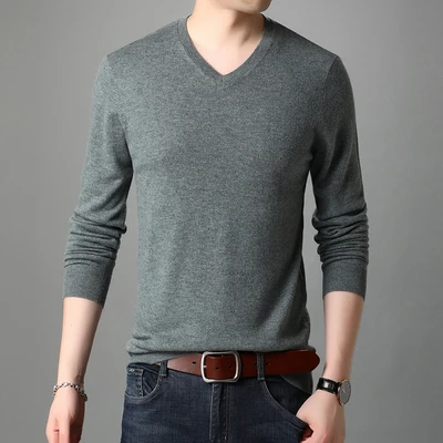 мужские свитера с длинным рукавом и v-образным вырезом, мужская одежда 2023, новая весенне-осенняя красивая нижняя рубашка 9883