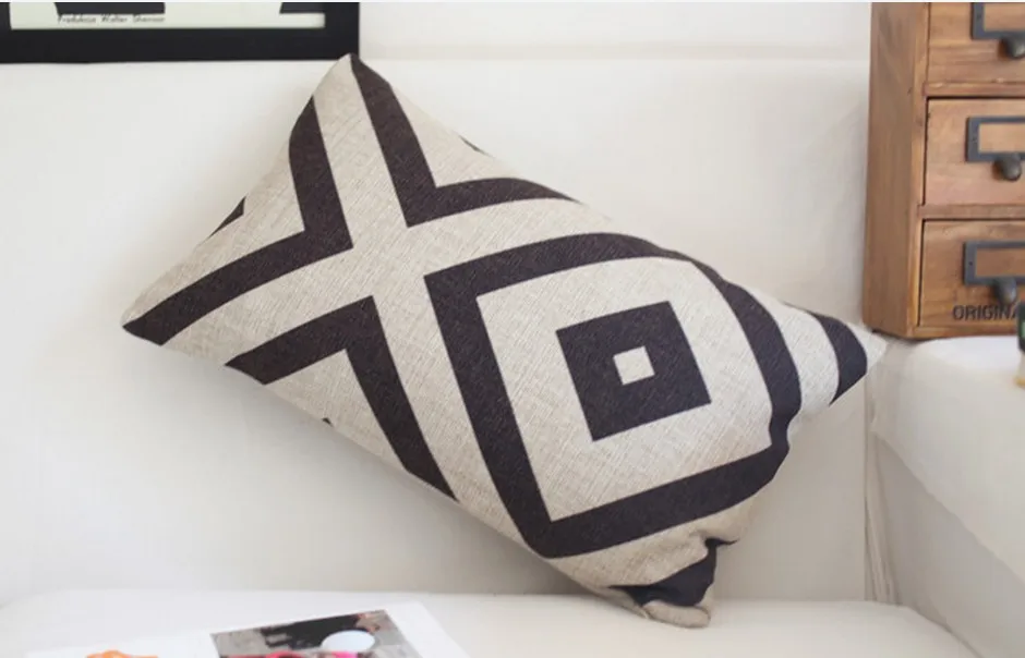 Наволочка с геометрическим рисунком в скандинавском стиле, черная кривая наволочка, Льняная наволочка, Поясные подушки, домашние декоративные диванные подушки