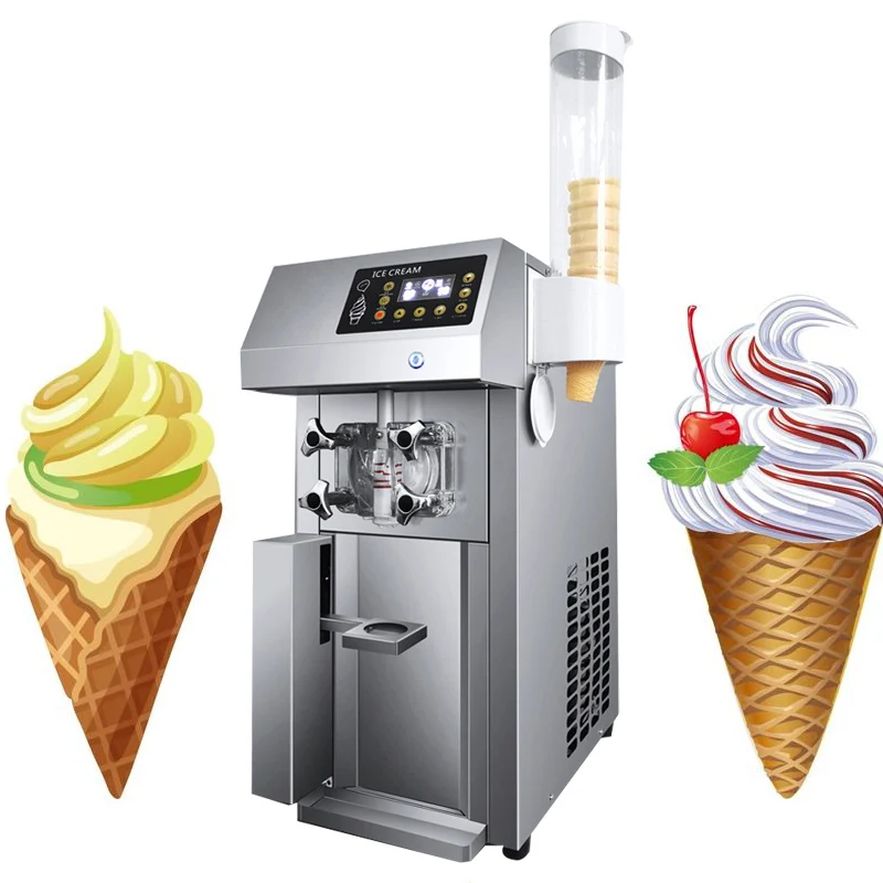 Настольная машина для приготовления мягкого мороженого с тремя вкусами и функцией предварительного охлаждения 25-28 л /ч
