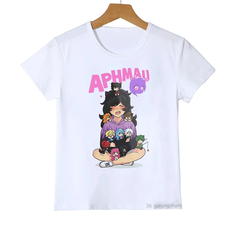 Новая Футболка для девочек, Забавная Футболка с японским Аниме, Aphmau Squad Cat, Детская футболка с Мультяшным Принтом, Летняя Универсальная одежда Для мальчиков и Девочек, Топы