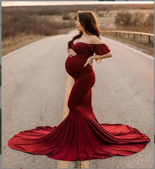 Новое платье для беременных с V-образным вырезом и рукавами-оборками Спереди, синее платье для фотосессии, Сексуальные модные платья для беременных