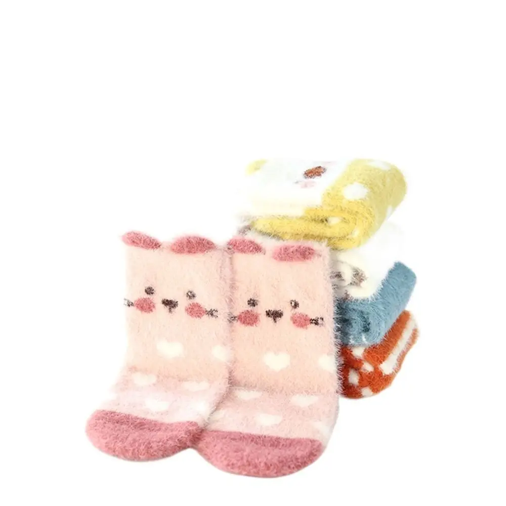 Норковые Бархатные носки, Носки в пол С уткой, Носки с кроликом и Медведем, Носки с милым животным рисунком, Носки со средней посадкой, Детские чулочно-носочные изделия, Домашние носки для сна