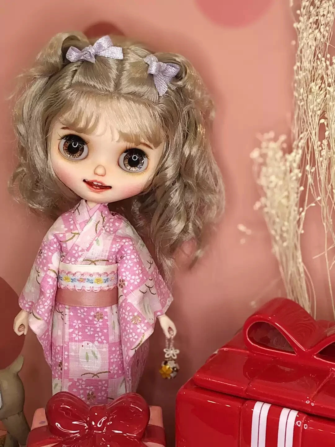 Одежда для куклы Dula Платье с розовым вишневым кроликом, Кимоно Blythe Qbaby ob24 ob27 Azone Licca Jenny Holala ICY JerryB 1/6 Bjd