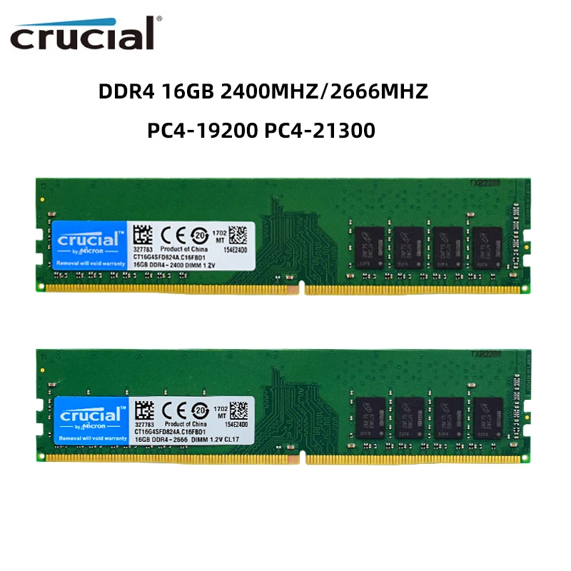 Оперативная память Crucial DDR4 для настольных компьютеров 16 ГБ 32 ГБ 64 ГБ 2400HMz 2666HMz PC4-19200 21300 288 Pin 1,2 В