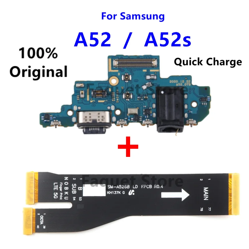Оригинал Для Samsung Galaxy A52 A52s A525 A526B A528B USB Micro Зарядное Устройство Порт Зарядки док-разъем Материнская плата Основная плата Flex