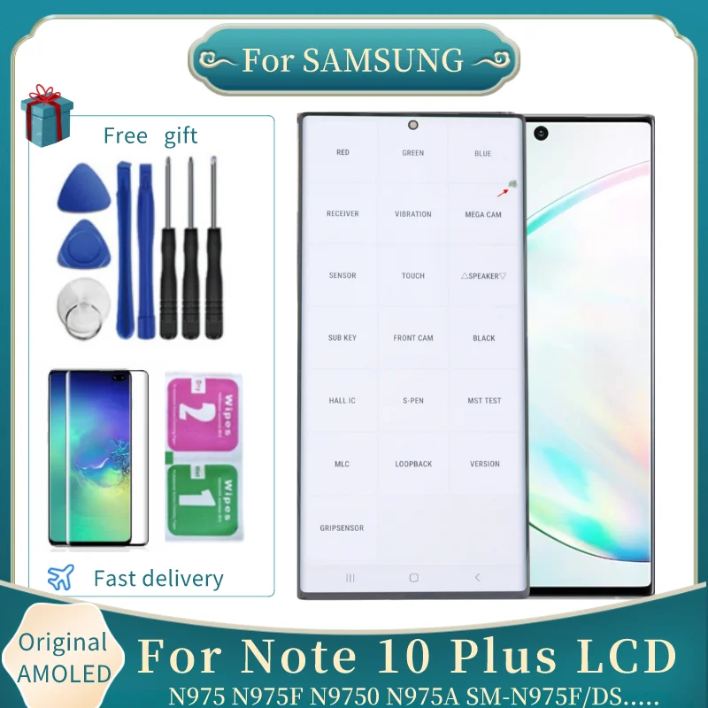 Оригинальный AMOLED Note 10 Plus 5G ЖК-экран С Рамкой Для SAMSUNG Galaxy Note 10 Plus Дисплей N975F N975W Сенсорный экран В Сборе