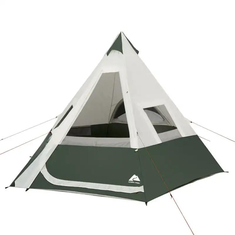 Палатка-вигвам на 7 человек, 1 комната, с вентилируемым задним стеклом, зеленая