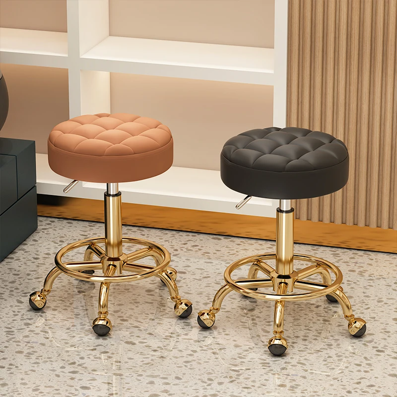 Парикмахерские кресла для салона красоты Gold Beauty, Мебель для макияжа, Офисный стол, Табурет с колесиками, Поворотные Подъемные Круглые табуретки