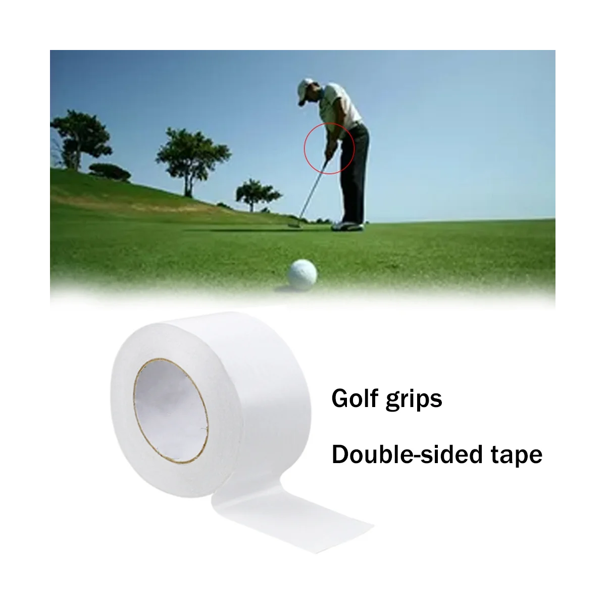 Подходит для гольфа Высоковязкий, Легко рвущийся Белый клей для сцепления Golf Iron Grip Двусторонний клей 35 мм x 50 м