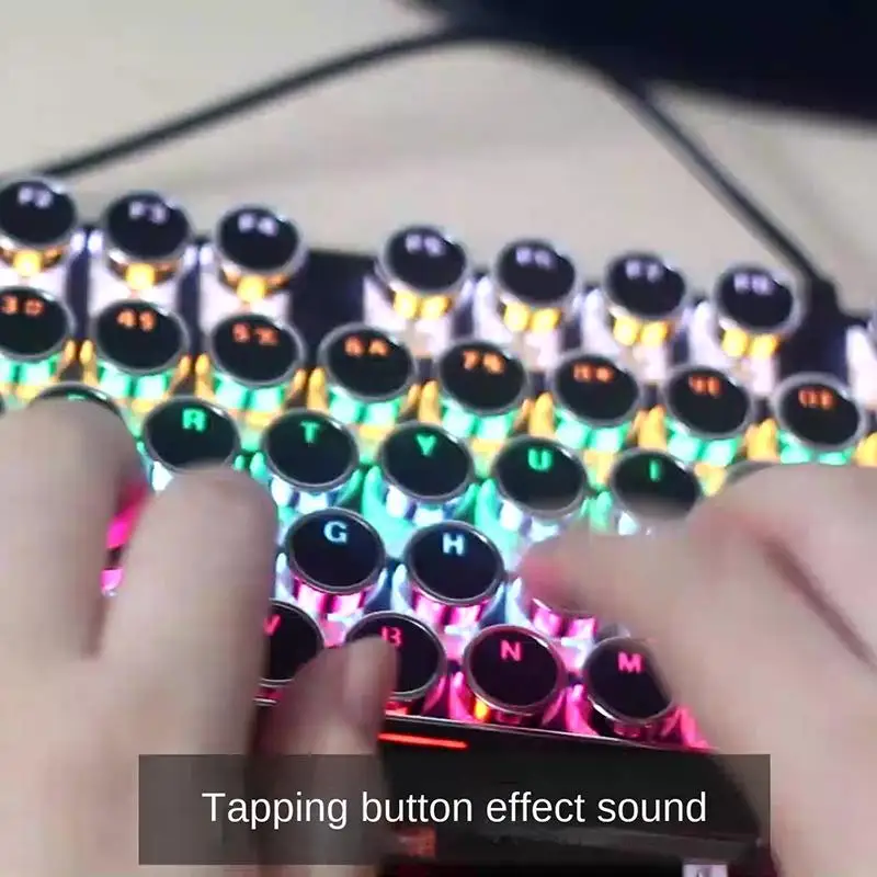 Проводная механическая клавиатура в стиле ретро-панк с подсветкой - идеальное сочетание стиля и функциональности