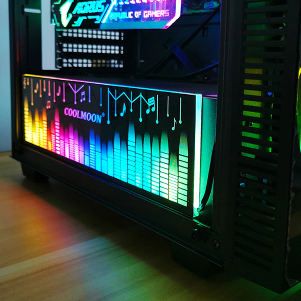 Световая панель COOLMOON RGB с опорной рамой, светодиодная боковая панель со светодиодной подсветкой для настольного ПК, шасси, кронштейн для процессора, плата