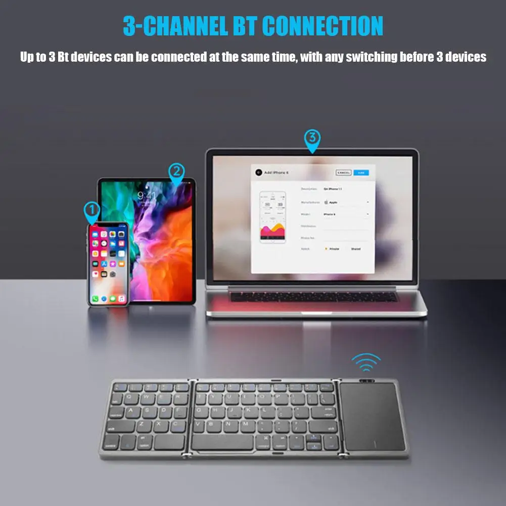 Складная Клавиатура Беспроводная Bluetooth-клавиатура с тачпадом Для мобильных планшетов Android Ios Многофункциональный Мини-брелок K5p3