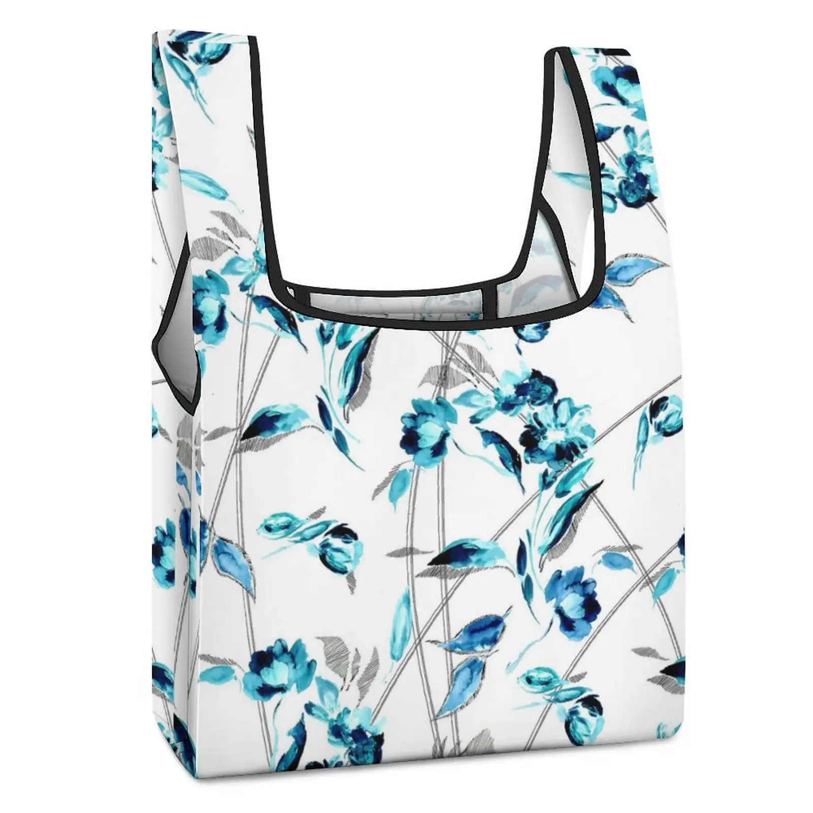 Складная сумка для покупок, Цветная сумка-тоут с блокировкой, ремни для сумок через плечо для маленьких покупателей, Индивидуальная сумка с двойным ремешком с принтом