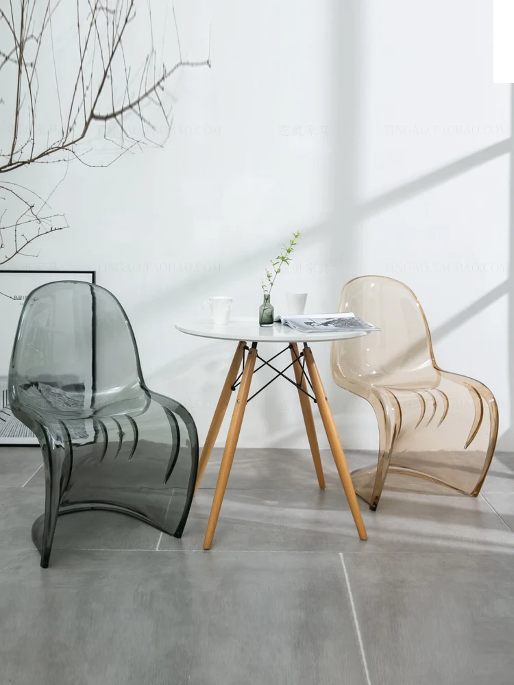 Современные прозрачные обеденные стулья, акриловая мебель для ресторана креативного дизайна, роскошные пластиковые кресла для отдыха в ожидании S-типа сидений