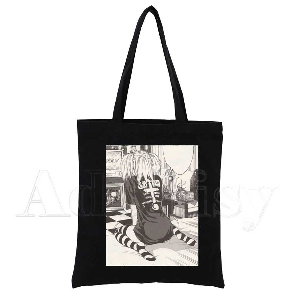 Сумка для покупок Death Note Misa Amane с оригинальным принтом, белая, Унисекс, Модные дорожные холщовые сумки, черная