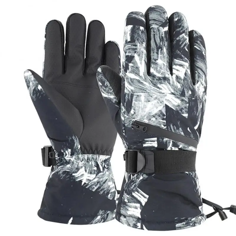 Термальные лыжные перчатки Мужские женские зимние флисовые водонепроницаемые теплые детские сноубордические снежные перчатки с сенсорным экраном на 3 пальца для катания на лыжах