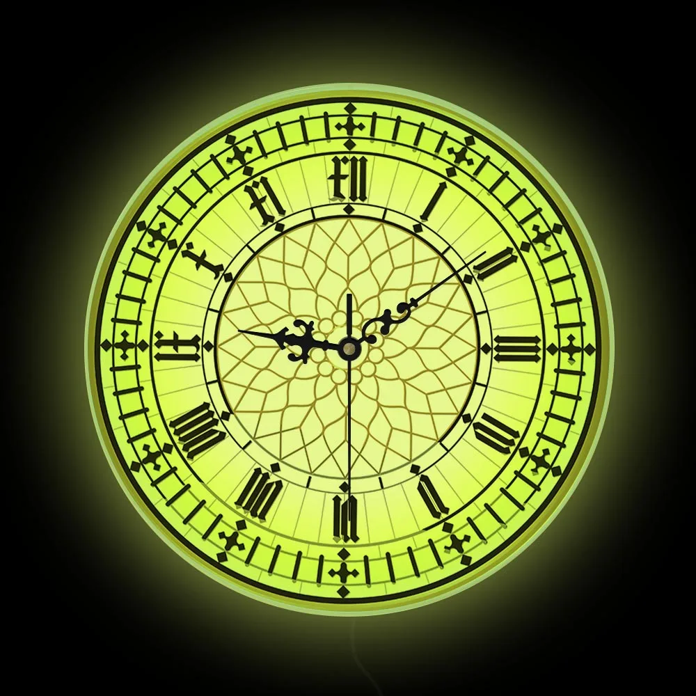 Часы Елизаветинской башни Биг Бен Светодиодное освещение Часы Прикроватный настенный светильник для спальни Ретро Британский домашний декор Часы Светящиеся часы