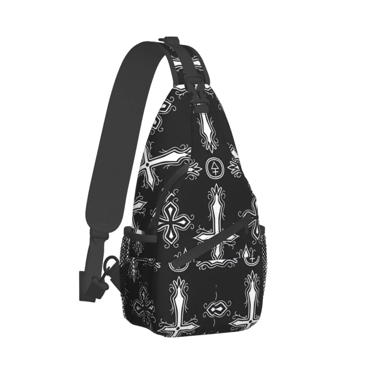 Черные Сумки через плечо с готическим Рисунком Креста, карманы для Распятия, Дорожная сумка, Спортивная сумка для подростков, сумка Унисекс