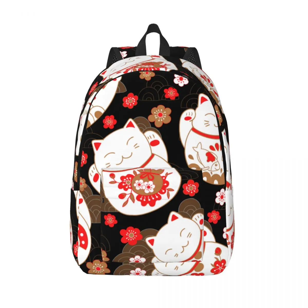 Школьный Рюкзак для студентов, Кошки, Манеки Неко, Талисманы на удачу и Цветы Сакуры, Рюкзак на плечо, сумка для ноутбука, Школьный рюкзак
