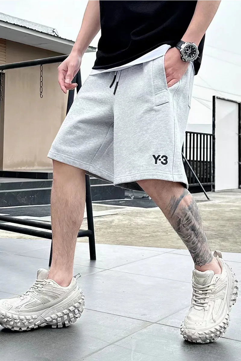 Шорты Yohji Yamamoto Y3 с надписью, Модные Повседневные Короткие мужские брюки, Летние Высококачественные Универсальные Спортивные брюки с прямыми штанинами Y-3