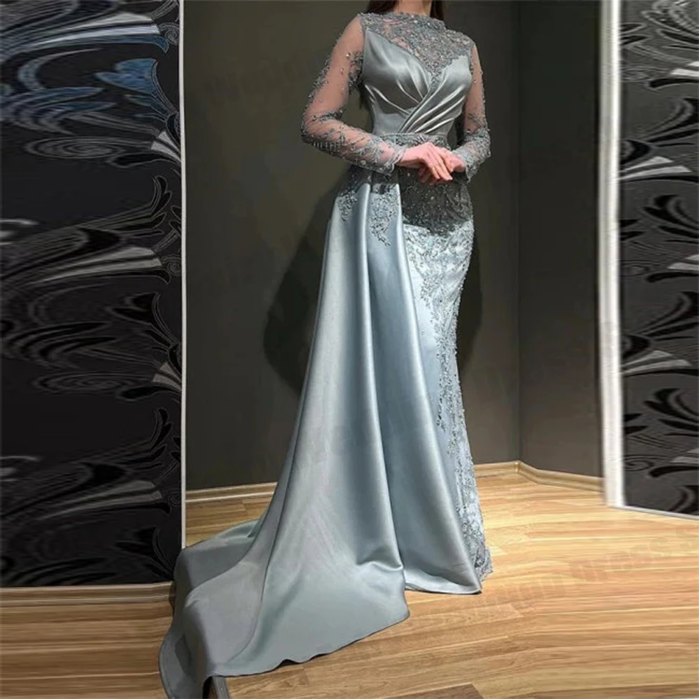 Элегантное Красивое Вечернее платье, Изысканное Кружево с длинным рукавом, Роскошный Кристалл, Большие размеры, Женские вечерние платья для гостей, красивые